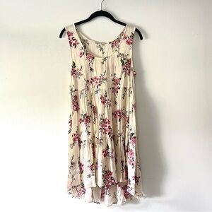 American Eagle Floral Cream Sleeveless Tiered Dress